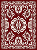 Rich Crimson and Cream Damask Rug