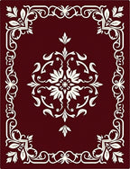 Ornate Floral Scroll Border Design Rug