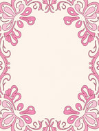 Elegant Pink Floral Swirl Border Rug