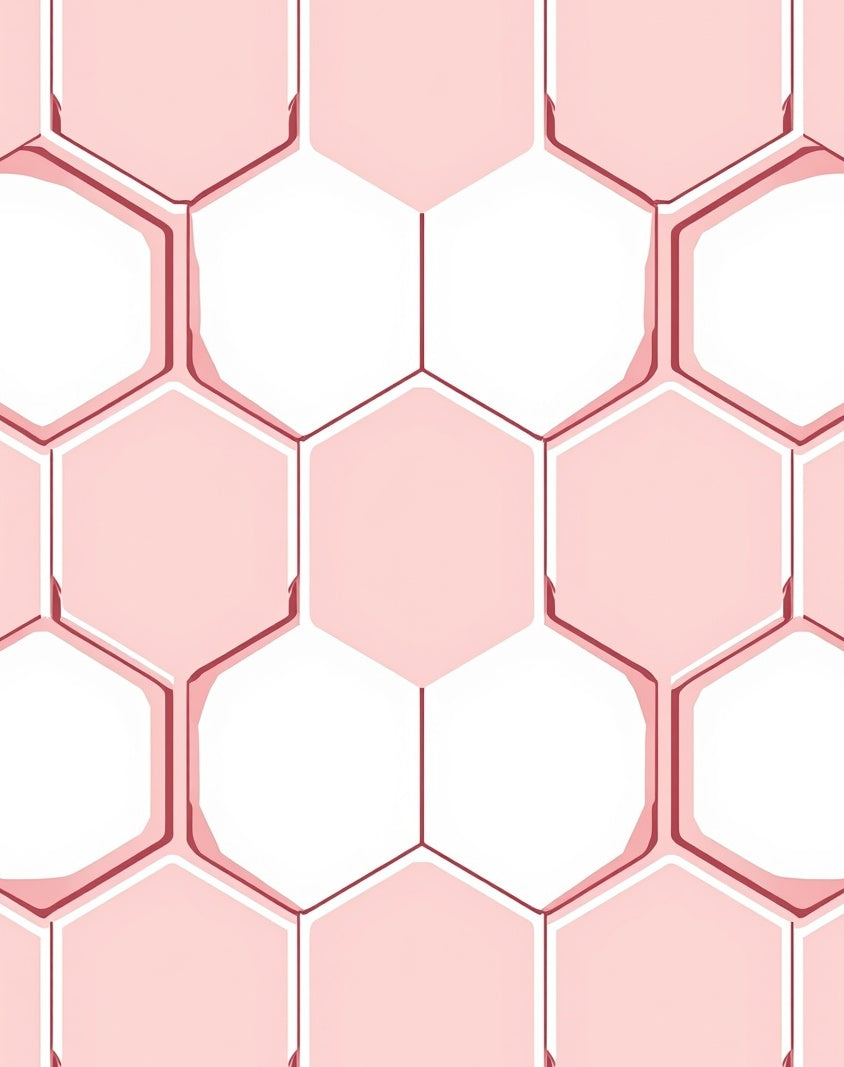 Pink Honeycomb Geometric Pattern Rug