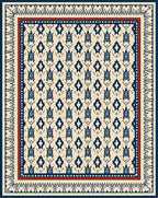 Navy Blue Geometric Ivory Tribal Rug