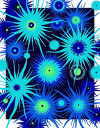 Abstract Starburst Deep Blue Pattern Rug