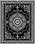 Intricate Black White Floral Medallion Rug