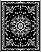 Intricate Black White Floral Medallion Rug