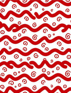Red Curvy Swirl Pattern Rug