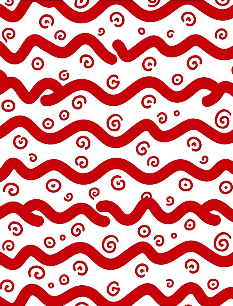 Red Curvy Swirl Pattern Rug