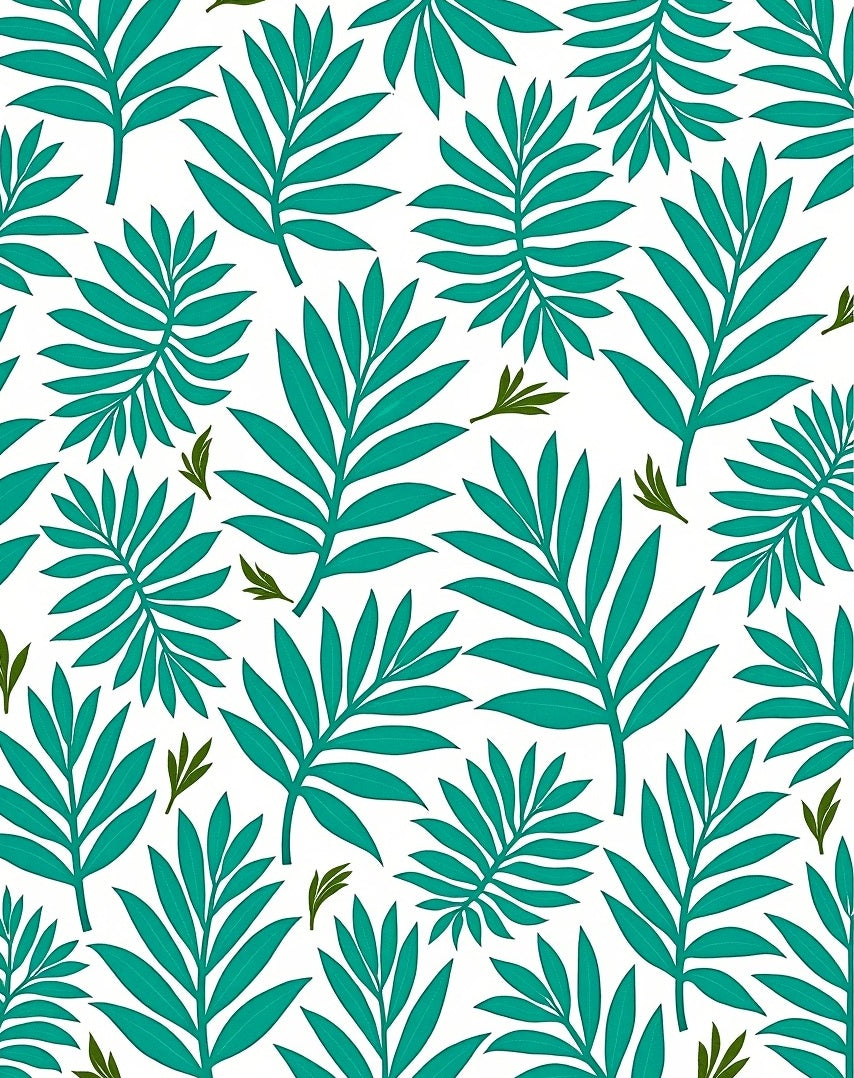 Tropical Green Leaf Pattern Rug