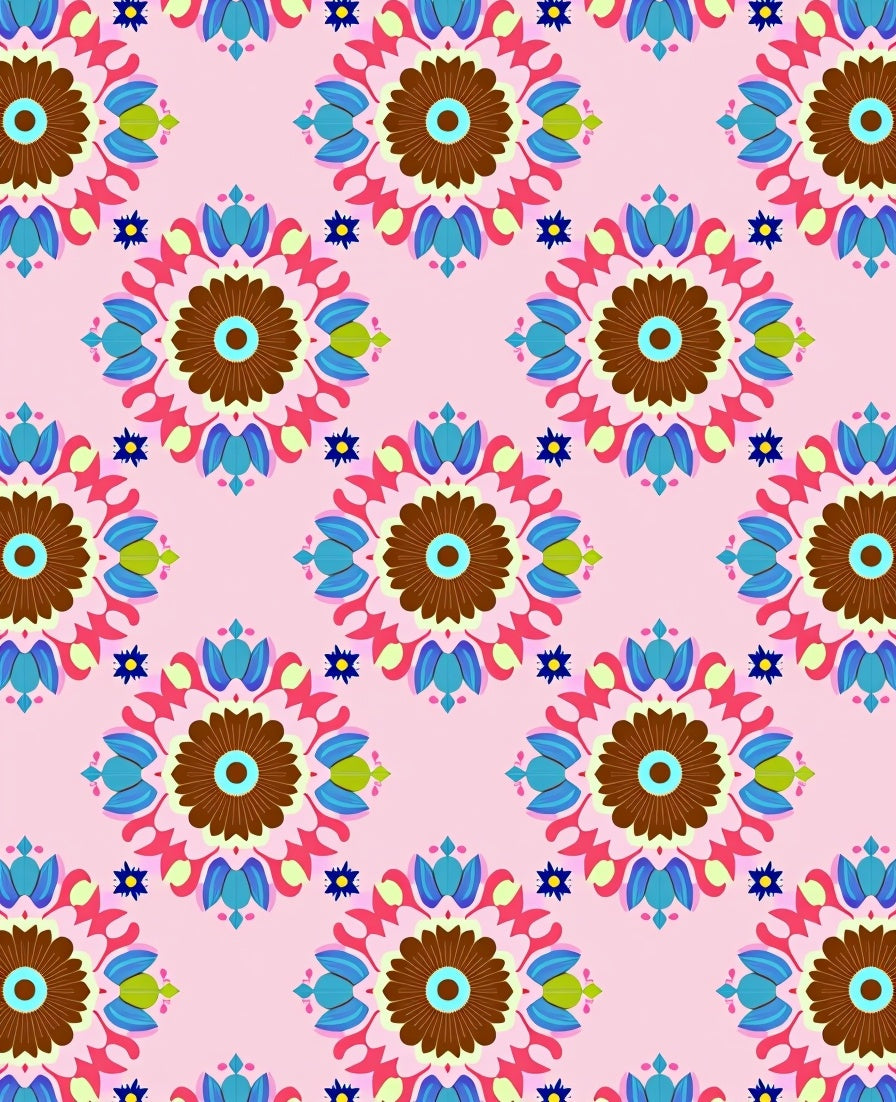 Colorful Floral Medallion Pattern Rug