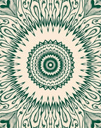 Green Sunburst Mandala Pattern Rug
