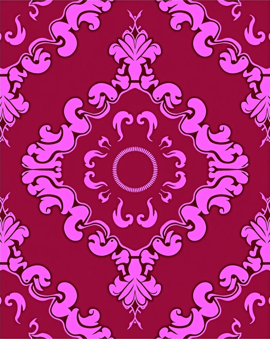 Floral Damask Patterned Decorative Rug