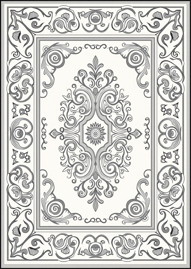 Vintage Floral Scrollwork Classic Design Rug