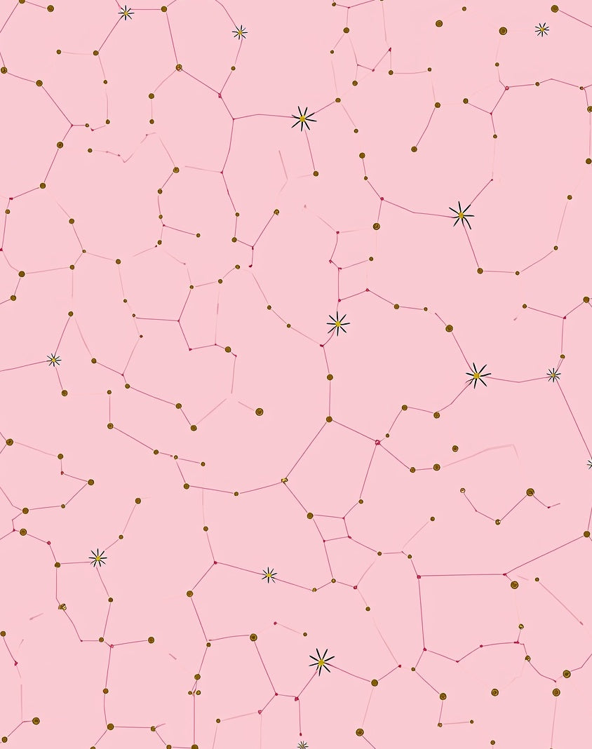 Pink Cosmic Constellation Pattern Rug