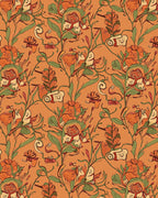 Art Nouveau Floral Vines Orange Rug