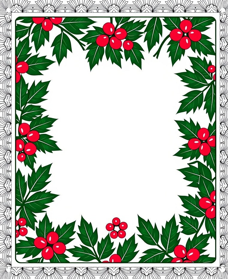 Red Holly Berry Border Rug