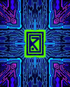 Neon Circuit Board Style Rug