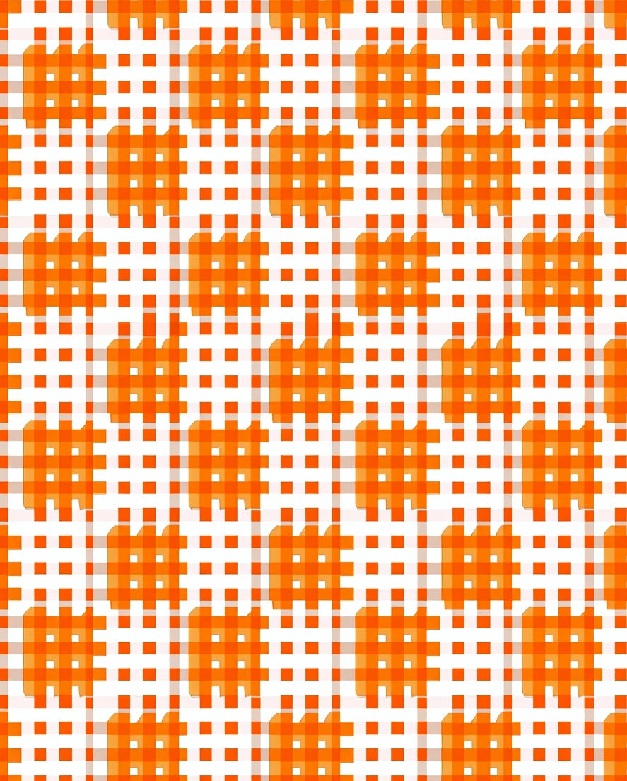 Bright Orange Plaid Grid Design Rug