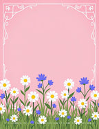 Floral Meadow Border Design Rug