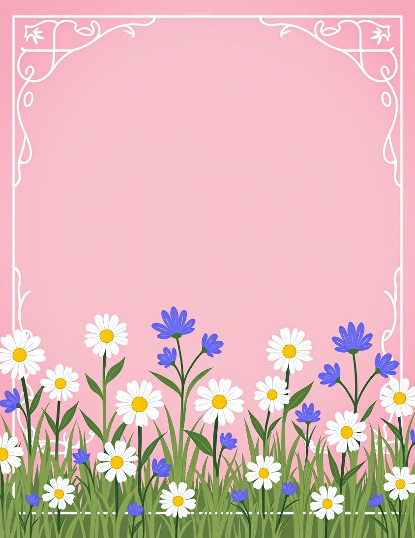 Floral Meadow Border Design Rug