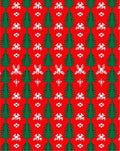 Red Green Tree Snowflake Pattern Rug