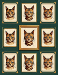 Vintage Cat Portrait Grid Pattern Rug