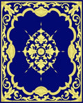 Royal Blue Gold Floral Medallion Rug