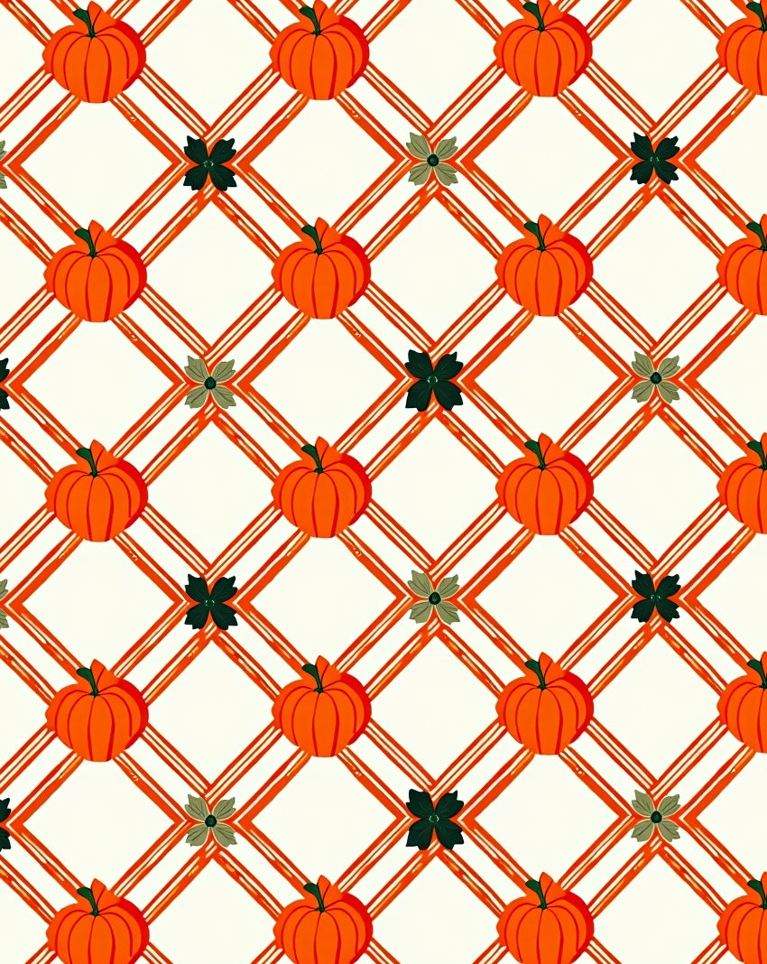 Orange Pumpkin Lattice Pattern Design Rug