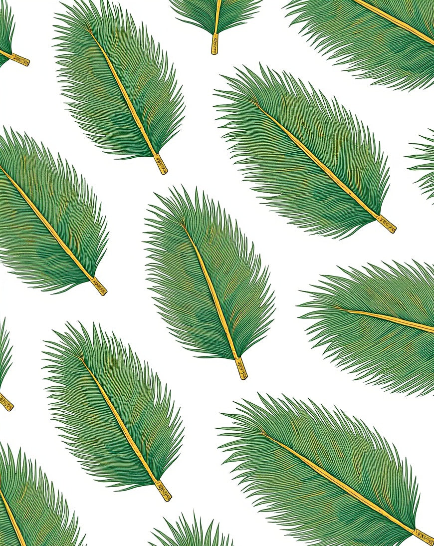 Green Palm Frond Pattern Rug