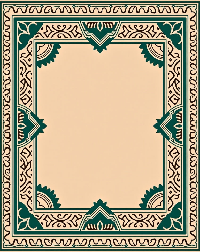 Elegant Teal Geometric Floral Ornament Rug