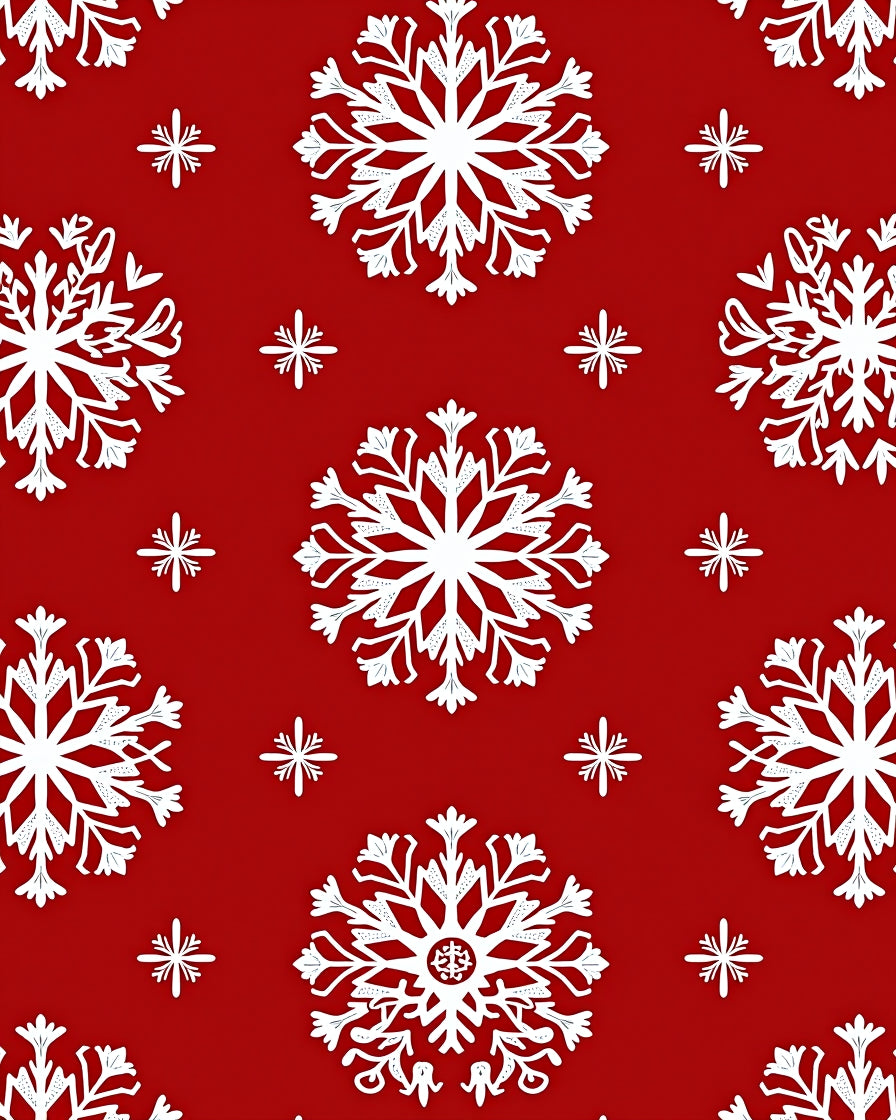 Winter Snowflake Pattern on Red Rug