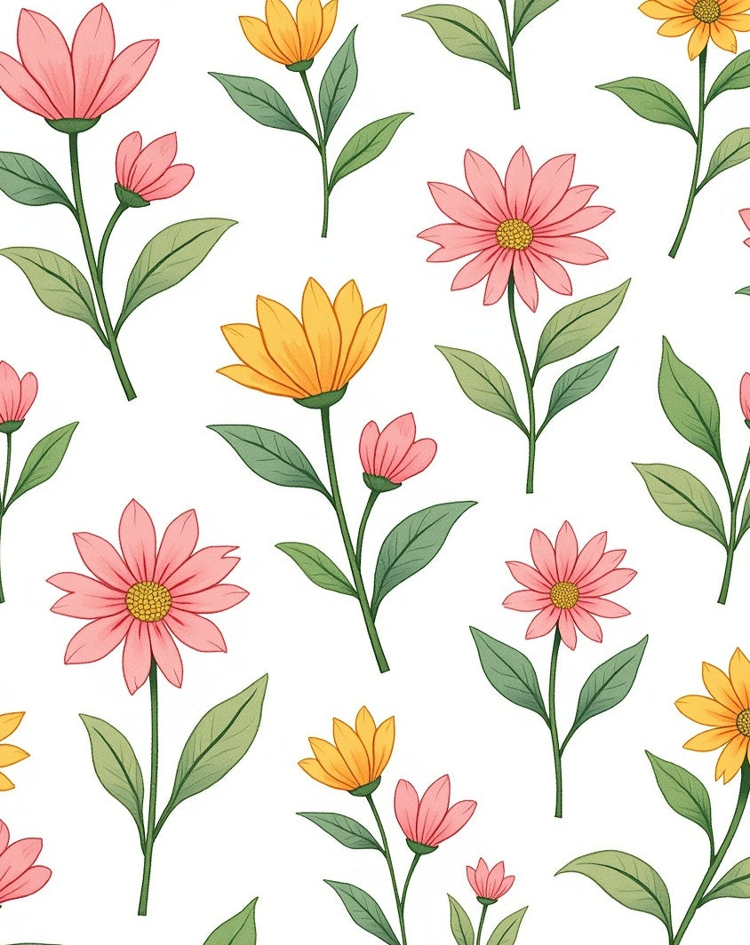 Pink and Yellow Floral Pattern Rug