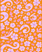 Retro Floral Swirl Pattern Rug