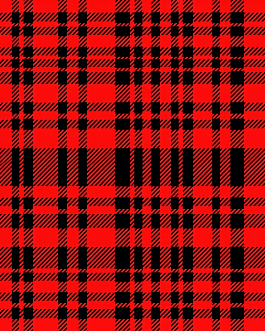 Bold Red Black Tartan Pattern Rug