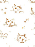 Whimsical Cat Astronaut Space Stars Pattern Rug