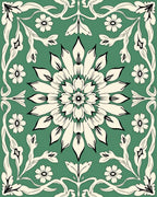 Green Floral Medallion Pattern Rug
