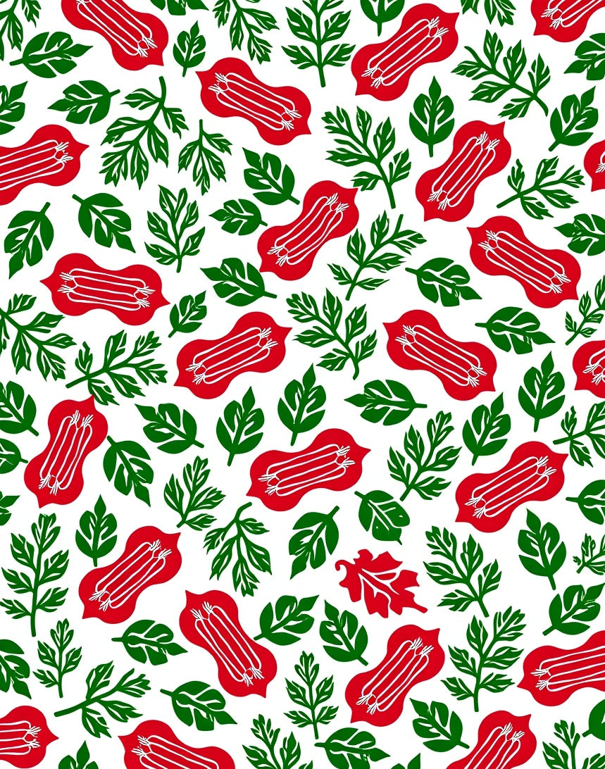 Red Elongated Floral Pattern Rug