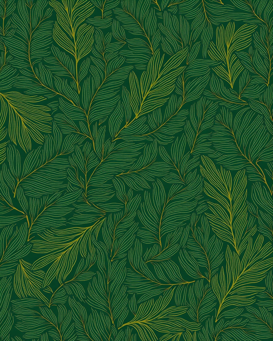 Emerald Leaf Pattern Lines Rug