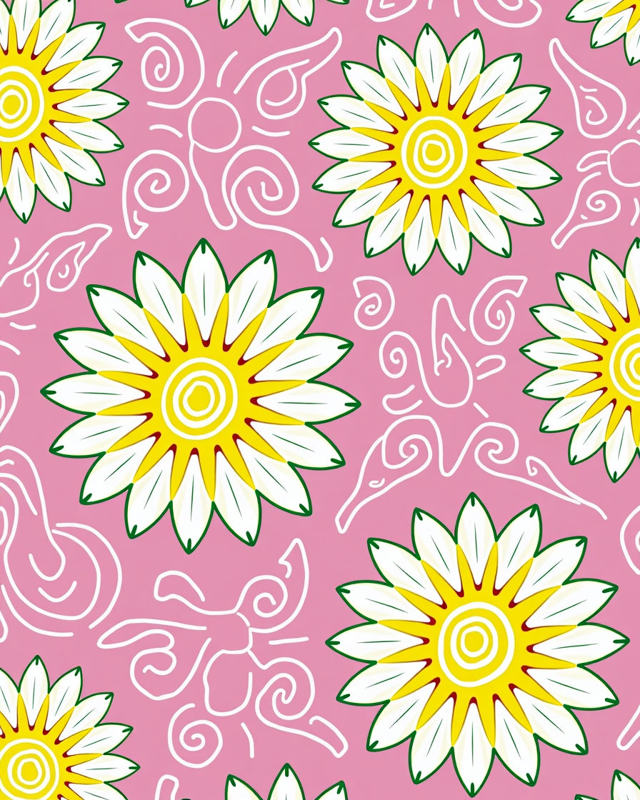 Floral Whimsical Pink Pattern Rug