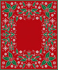 Festive Holly Snowflake Border Design Rug
