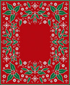 Festive Holly Snowflake Border Design Rug