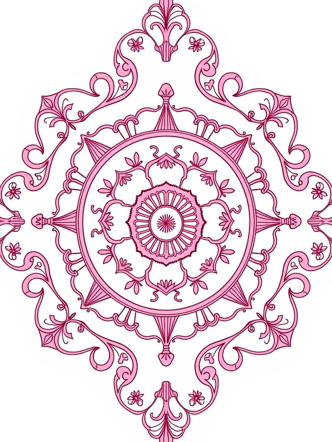 Elaborate Pink Mandala Art Rug