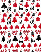 Red Black Hearted Tree Pattern Rug