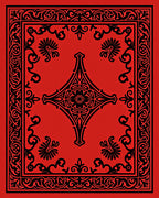 Bold Red Black Ornate Scroll Rug