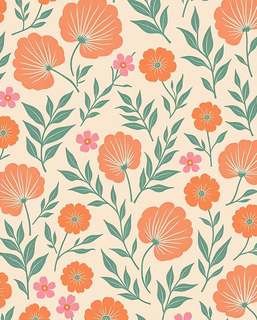 Retro Floral Vines Pattern Design Rug