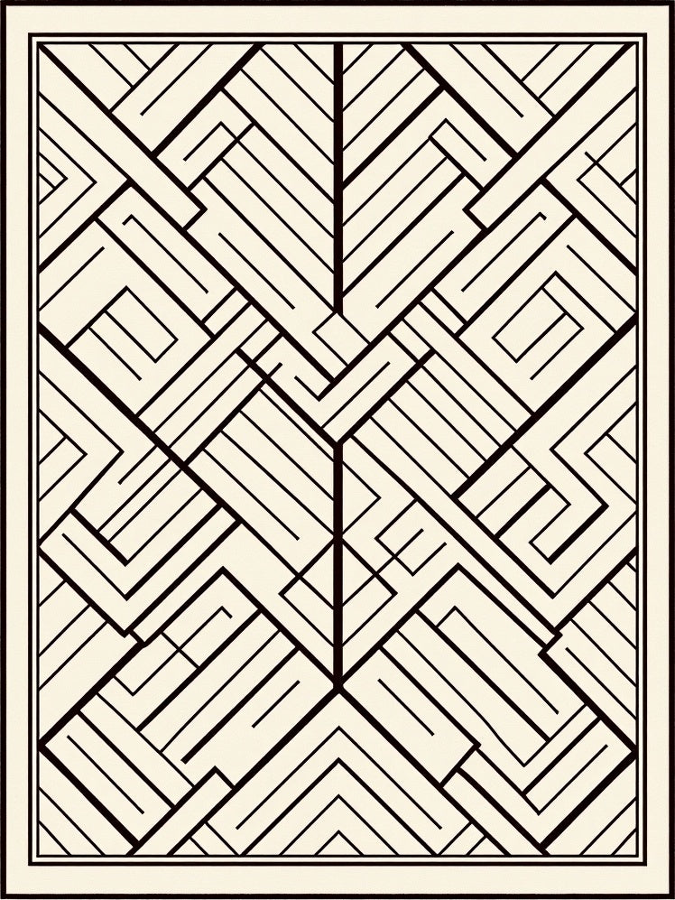 Modern Geometric Maze Pattern Rug
