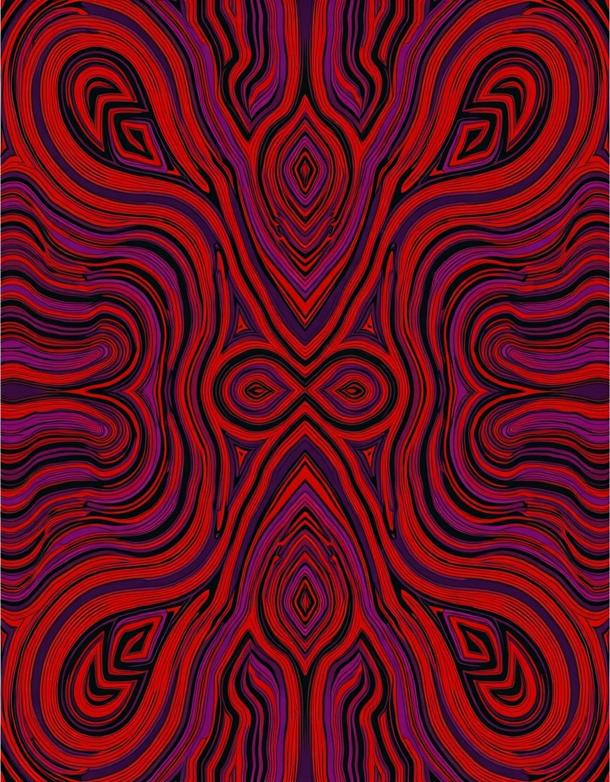 Abstract Red Purple Swirls Rug