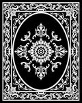 Classic Black Oval Floral Center Rug