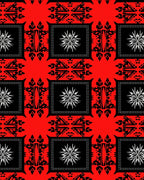 Bold Red Black White Geometric Pattern Rug