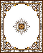 Ornate Brown and Gold Mandala Border Rug