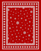 Winter Snowflake Border Design Red Rug