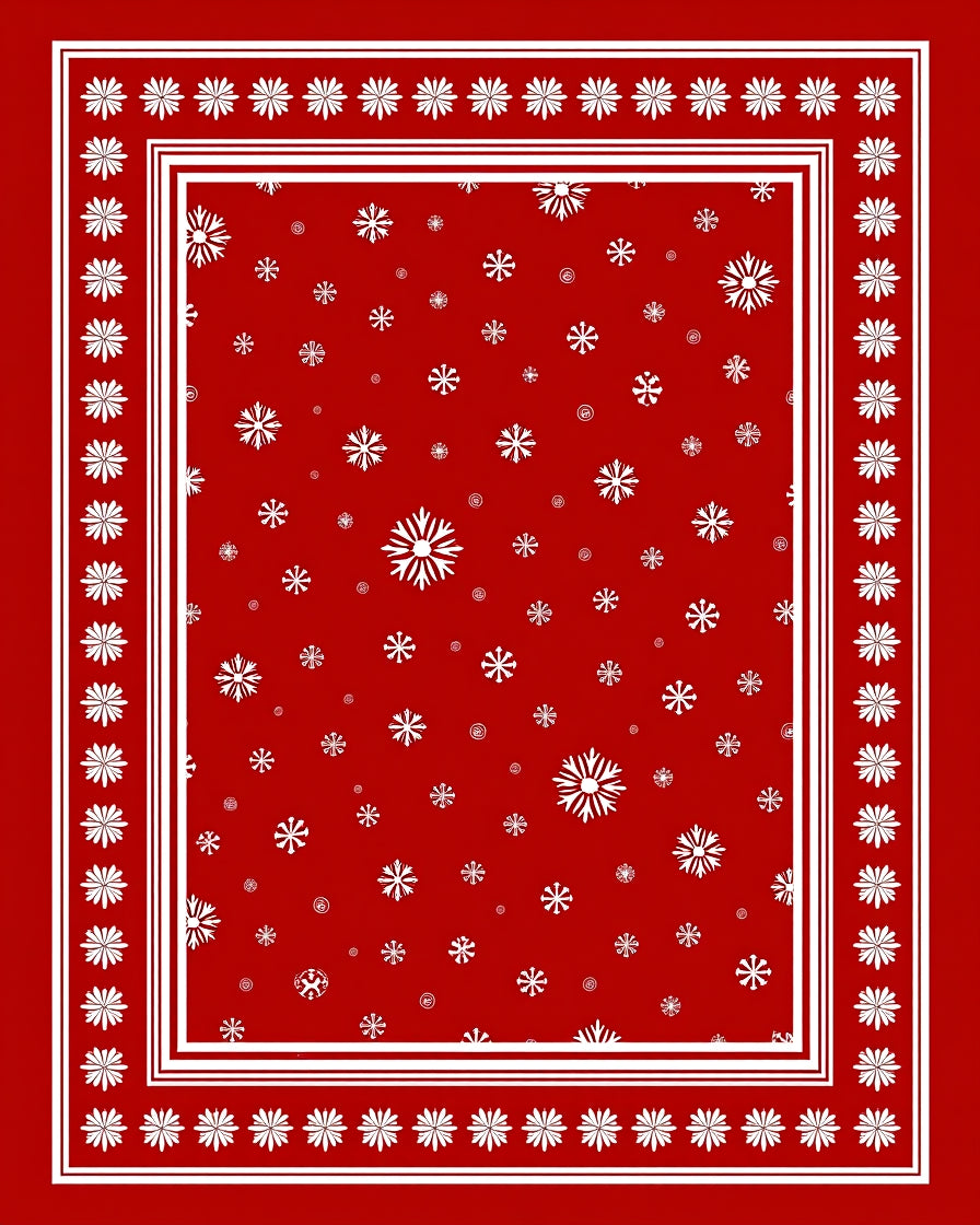 Winter Snowflake Border Design Red Rug